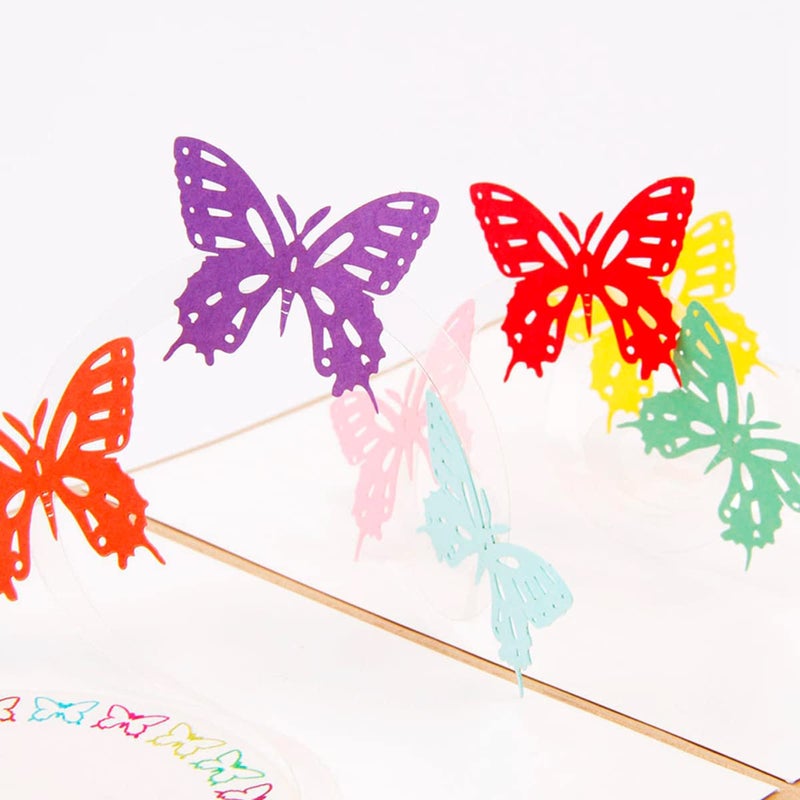 ENJOYPRO 3D Pop Up Cards Greeting Cards Christmas Tree Laser Cut card with Envelope for Xmas and Happy New Year (3D Butterfly, Pack of 1) - Image 3